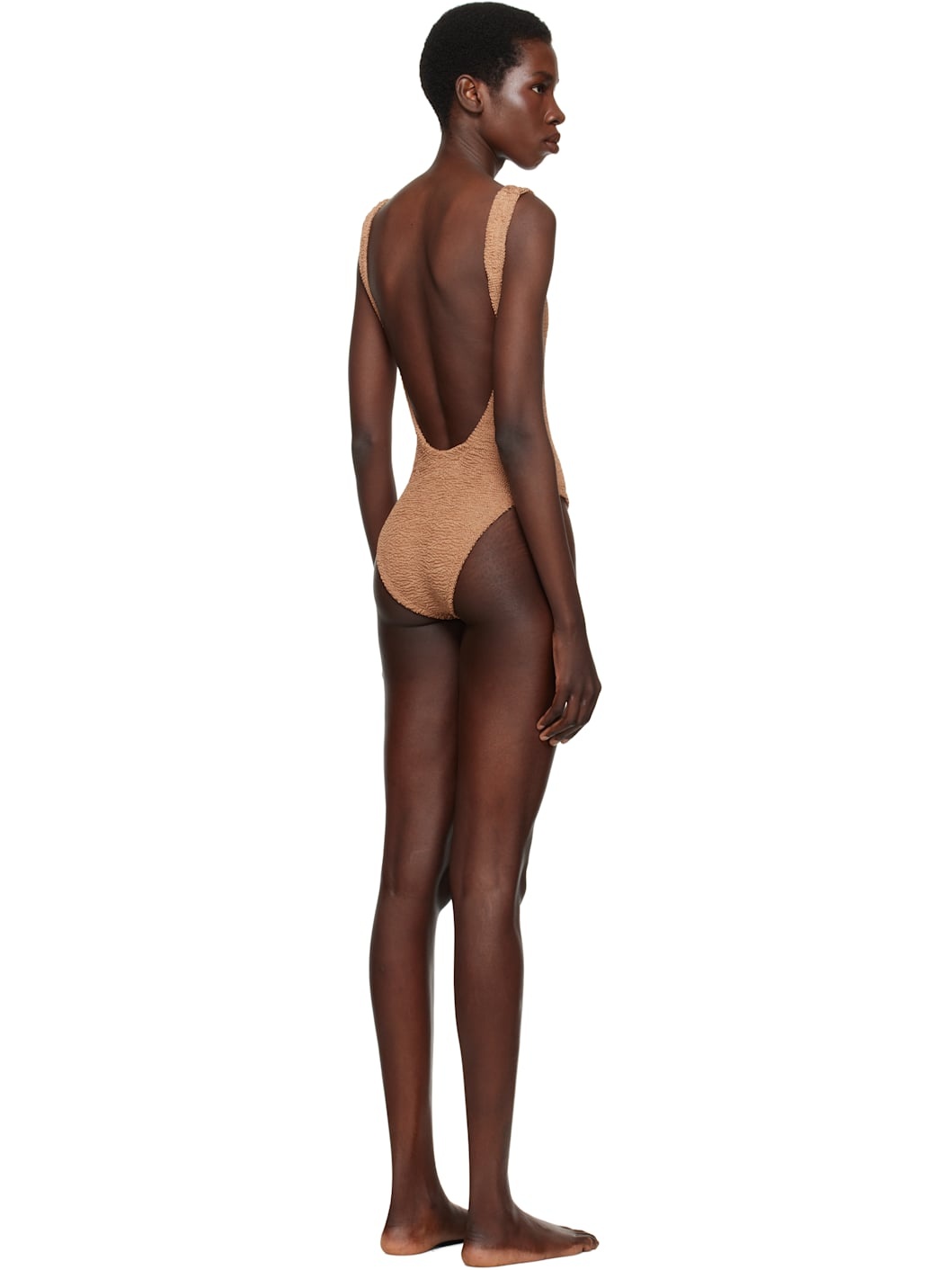 Brown Square Neck Swimsuit - 3