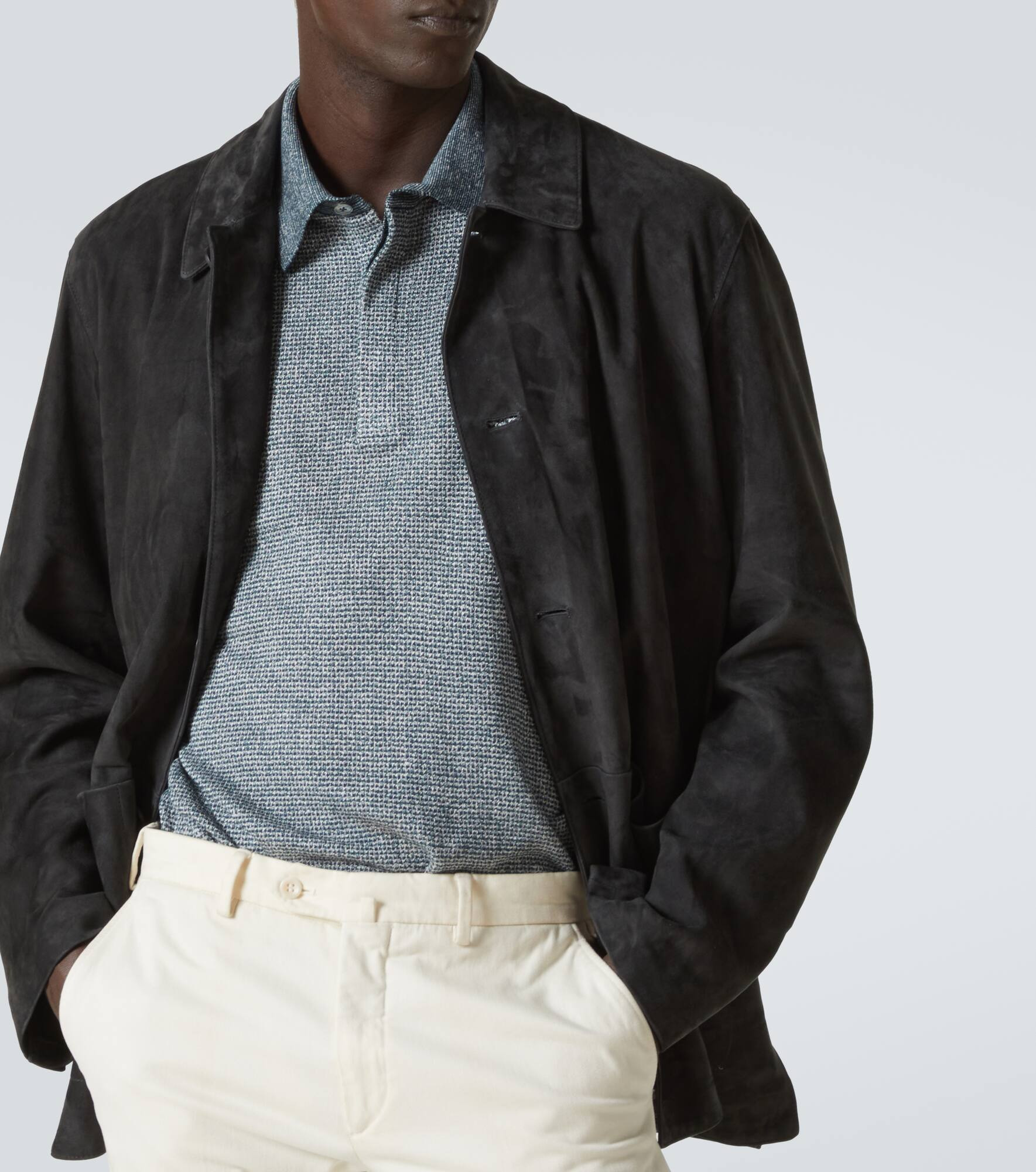 Cotton, linen, and silk polo shirt - 5