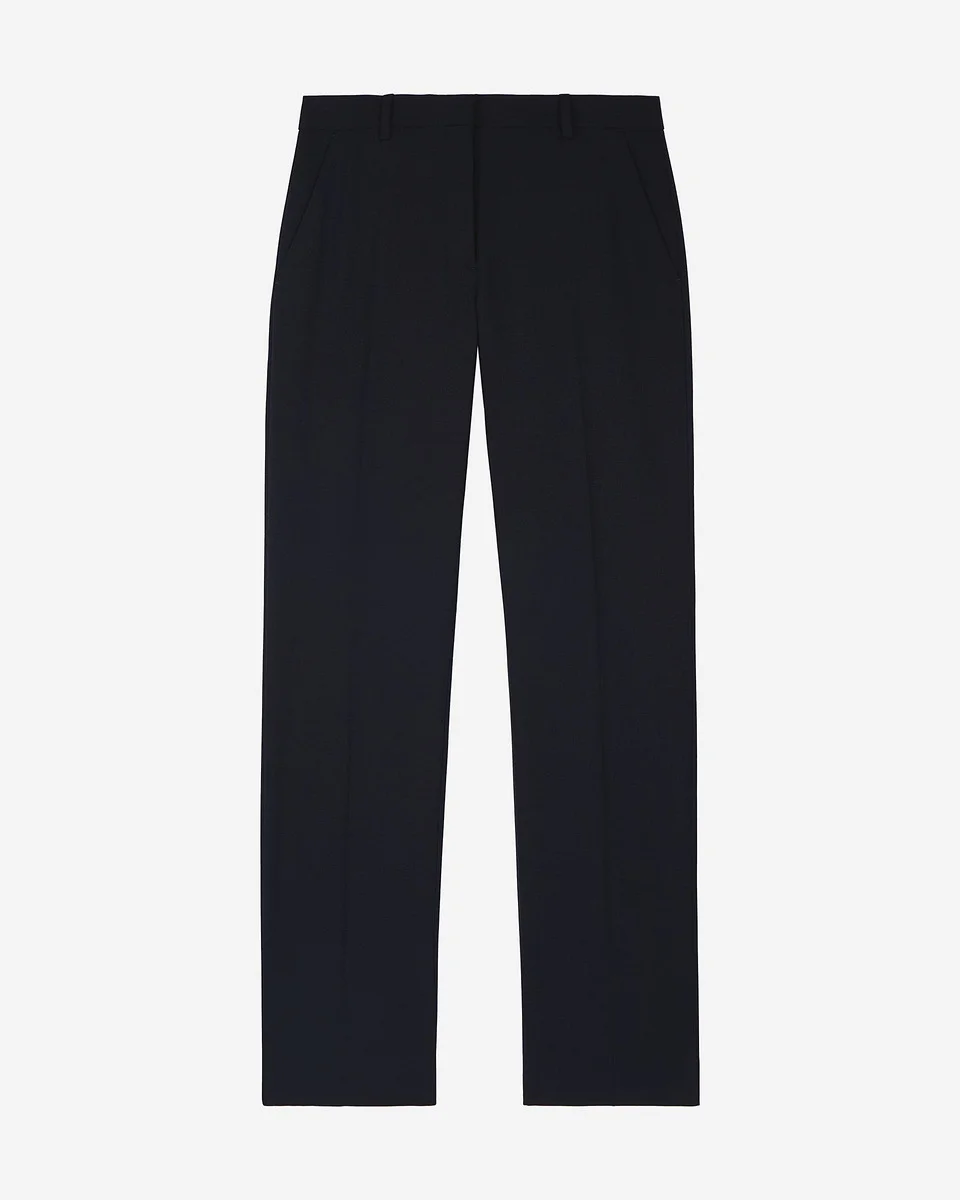 NAVY WOOL BLEND STRAIGHT-LEG TAILORED PANTS - 1