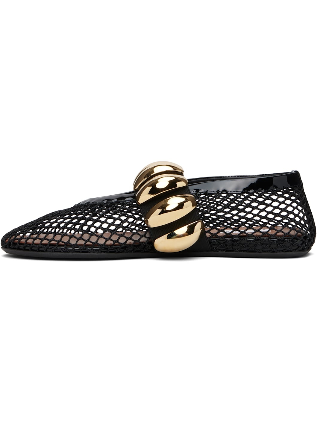 Black Fishnet Jewel Ballerina Flats - 3