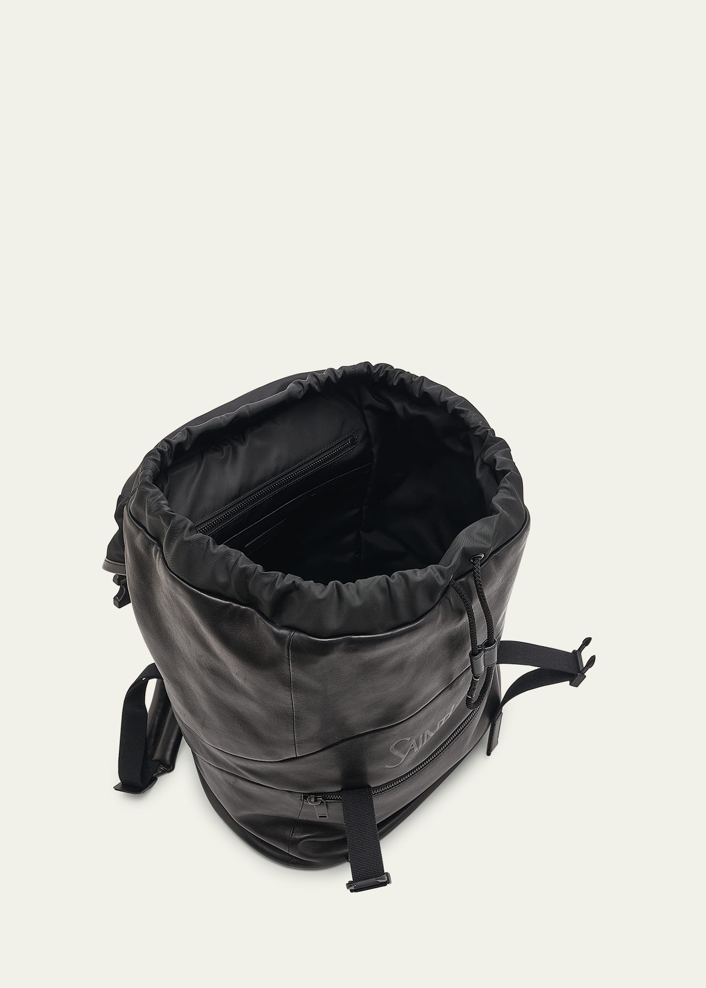 Men's Embossed Leather Drawstring Backpack - 4