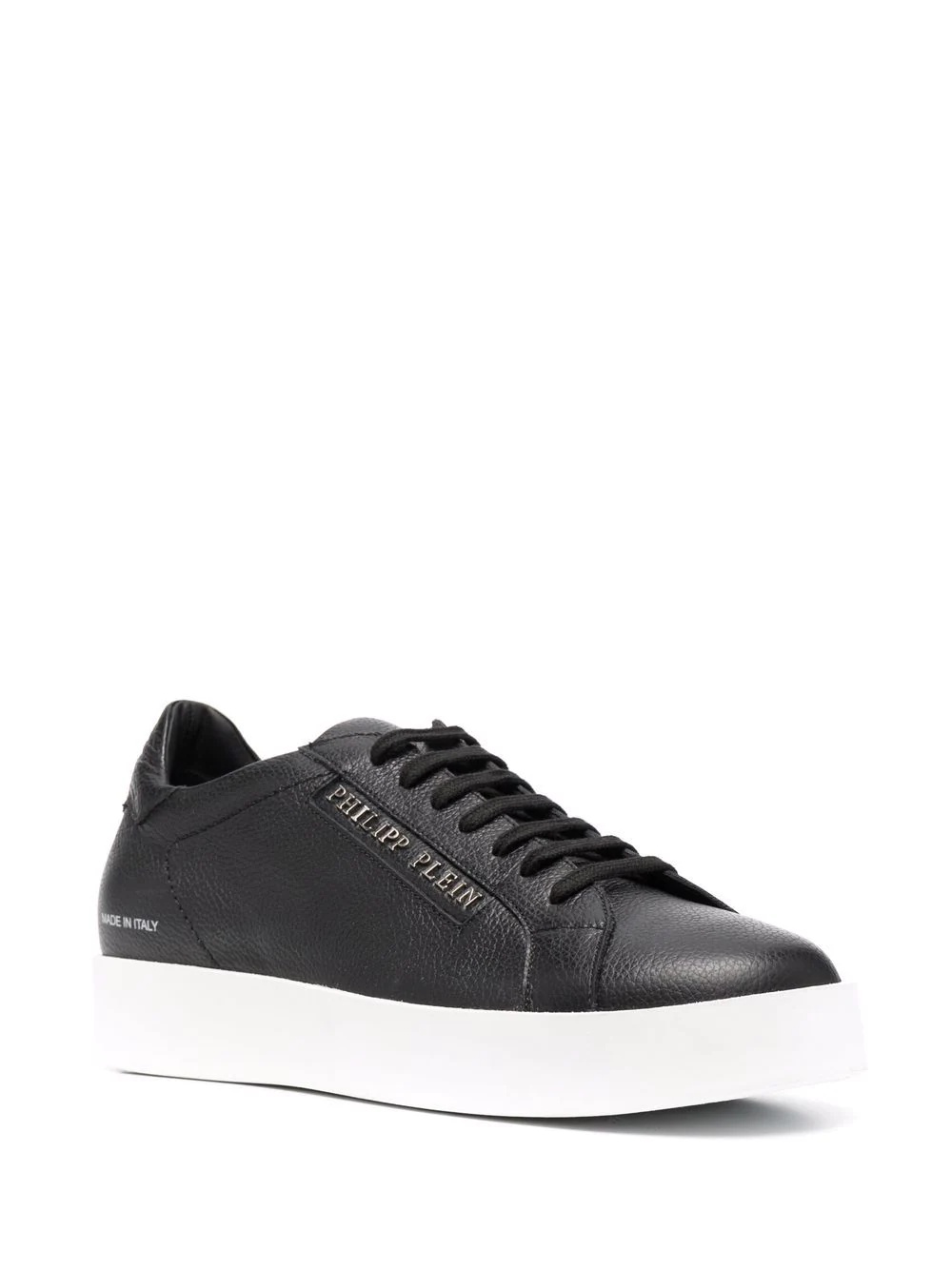 logo-print leather trainers - 2