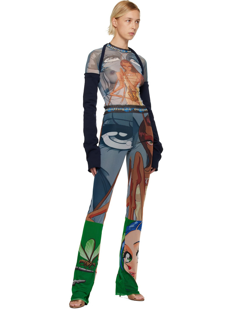 OTTOLINGER Blue & Green Mesh Lounge Pants outlook