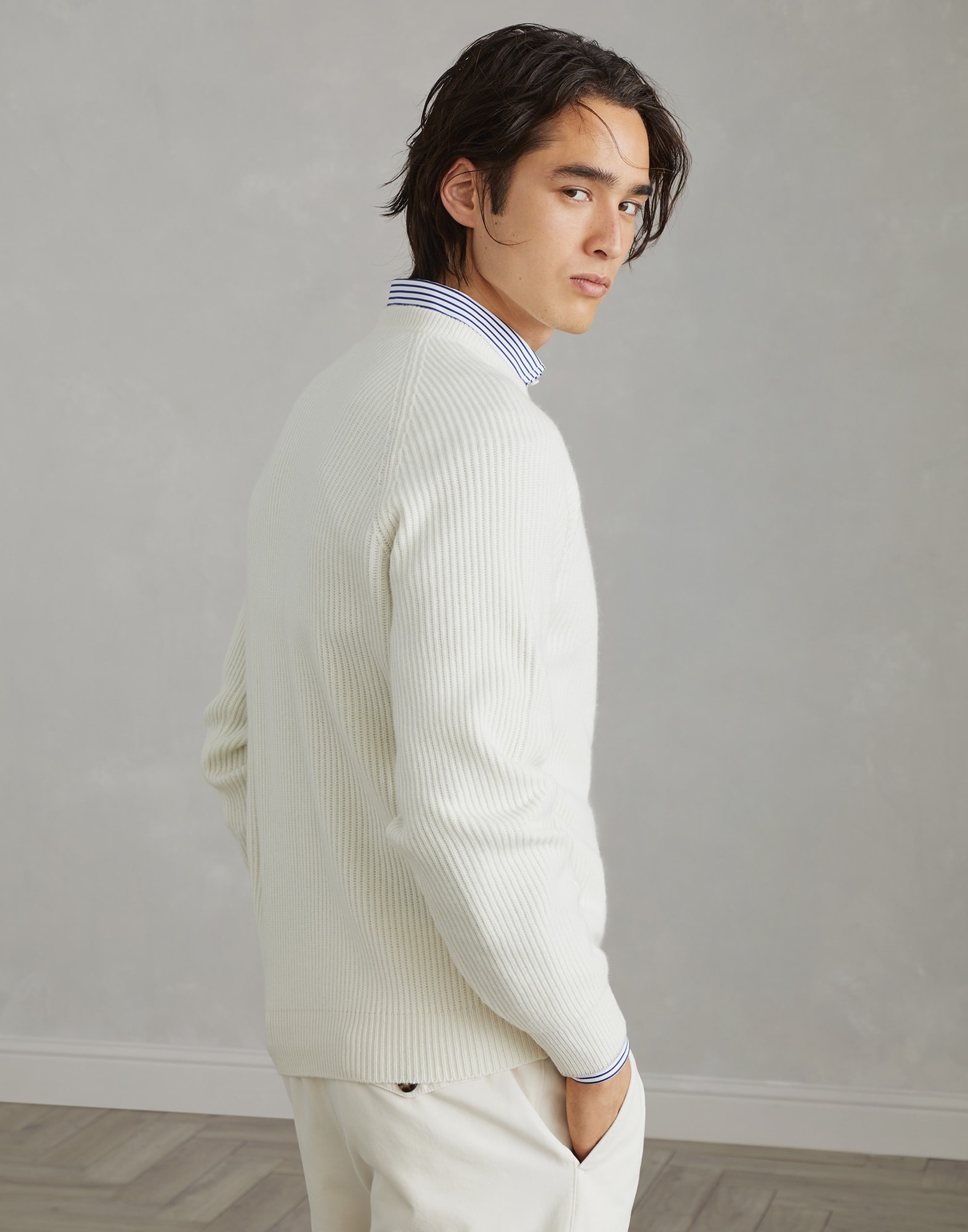 Cashmere English rib sweater with raglan sleeves - 2