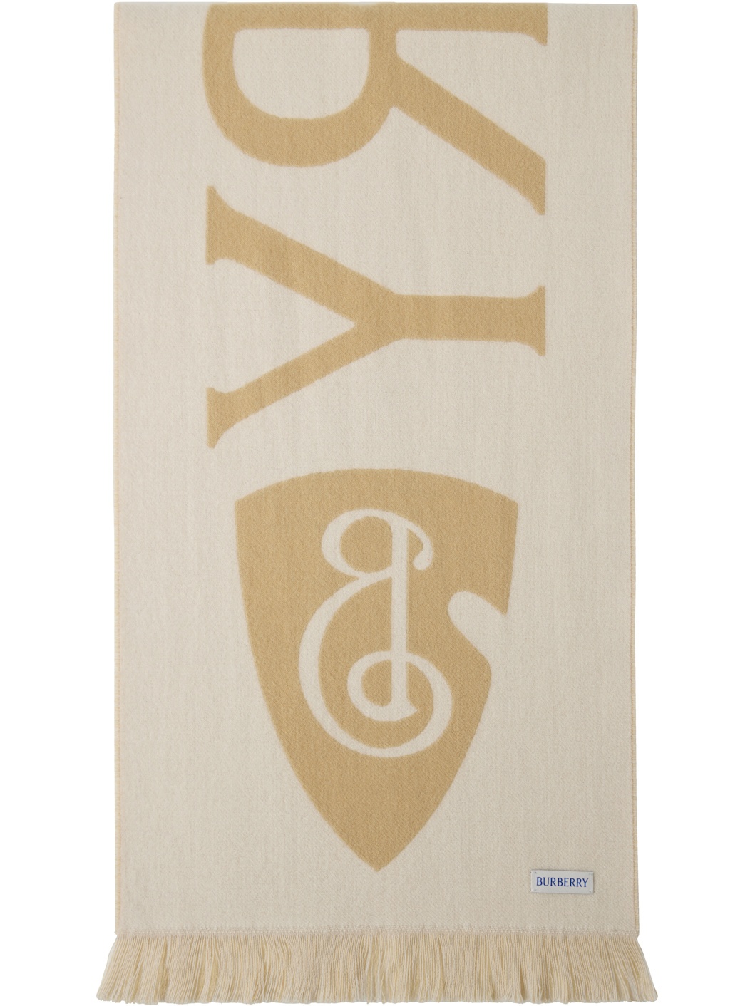 Beige 'Burberry' Text Scarf - 2