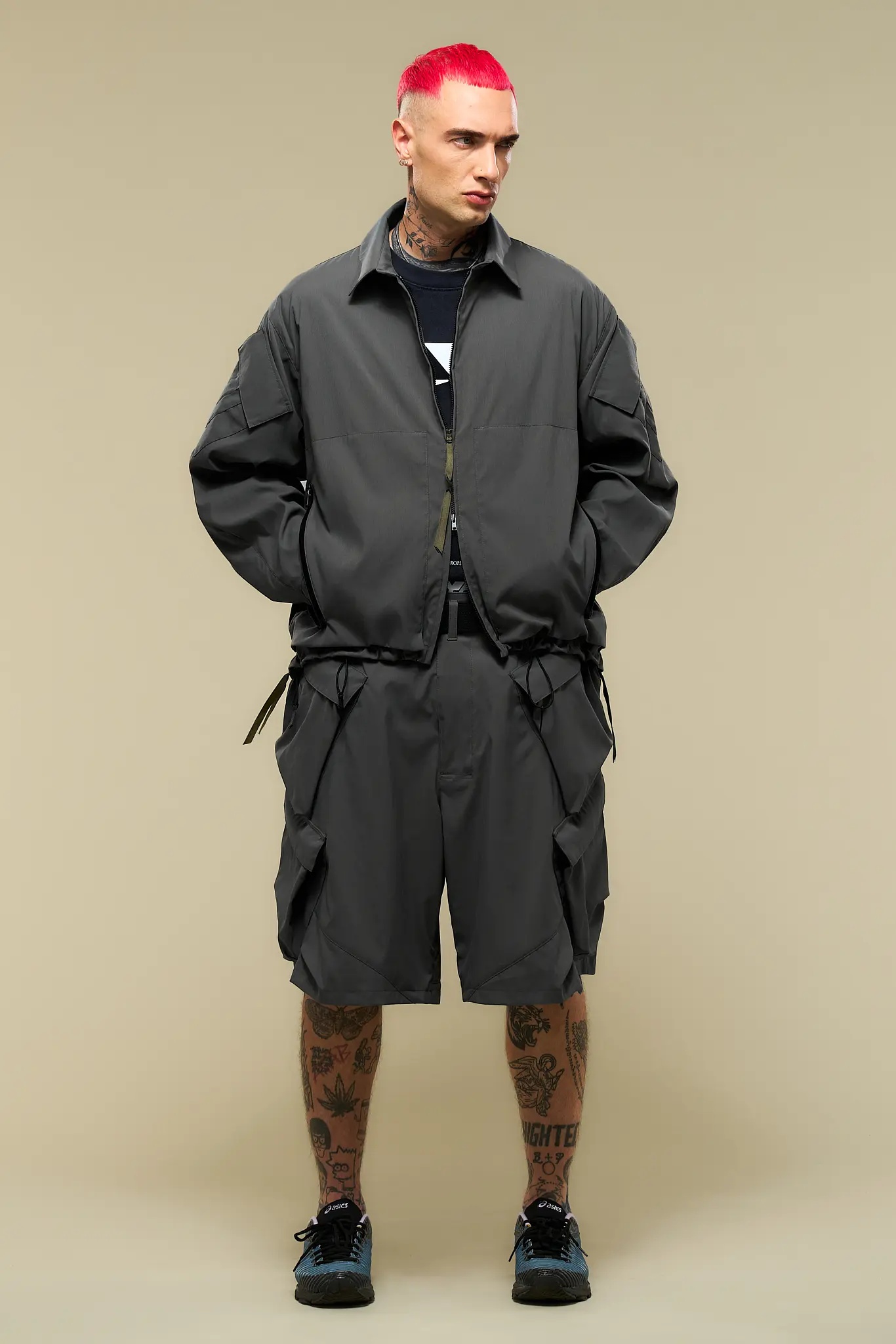 LA12-M Nylon Stretch Shirt Jacket Gray - 2