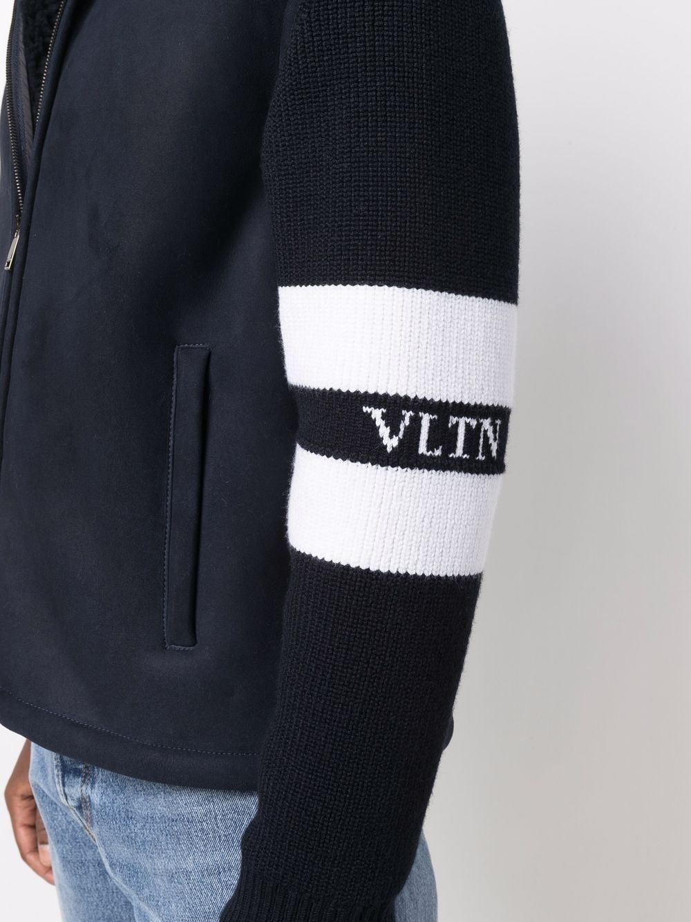 knitted logo sleeves  hooded jacket - 5