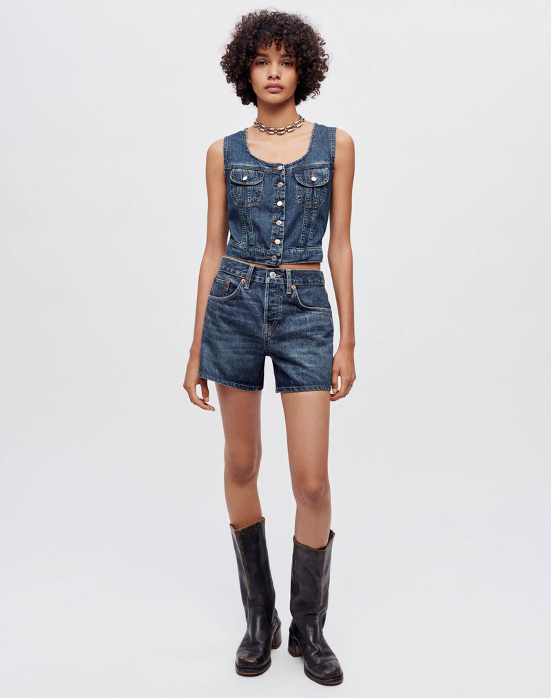 Mid Rise Boy Short - Whiskey Indigo 4