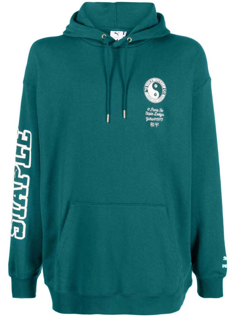 logo-print cotton hoodie - 1