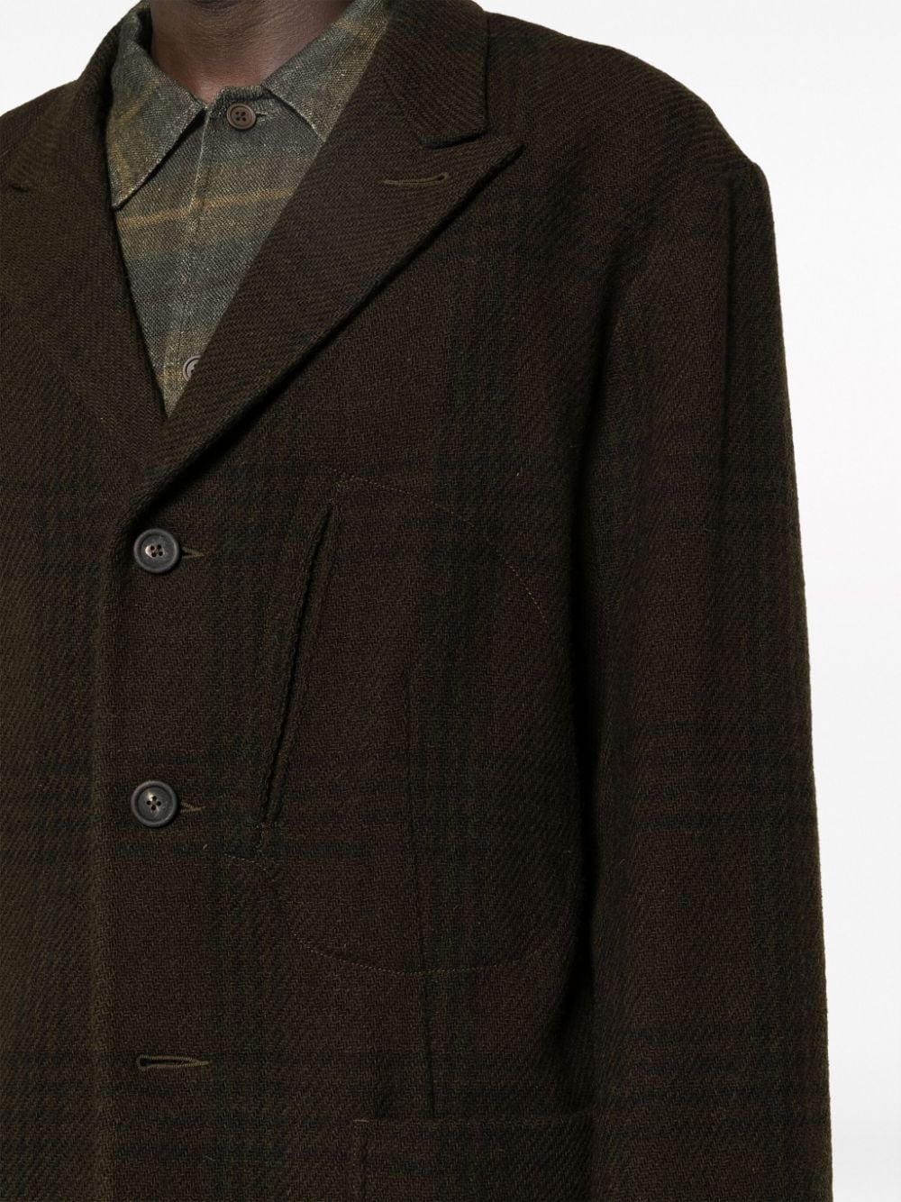 peak-lapels check-pattern blazer - 5