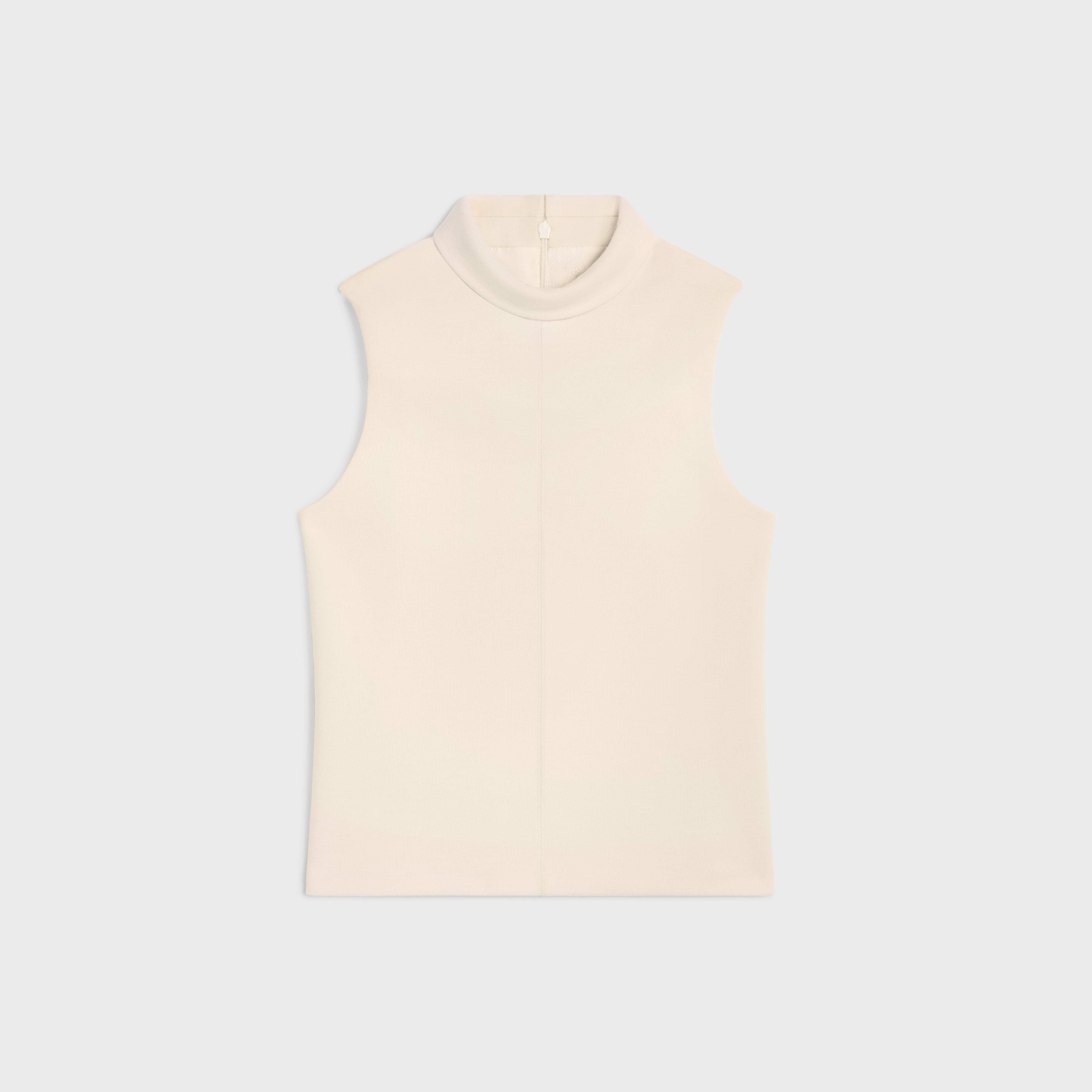 top with overturned collar in wool jersey - 1