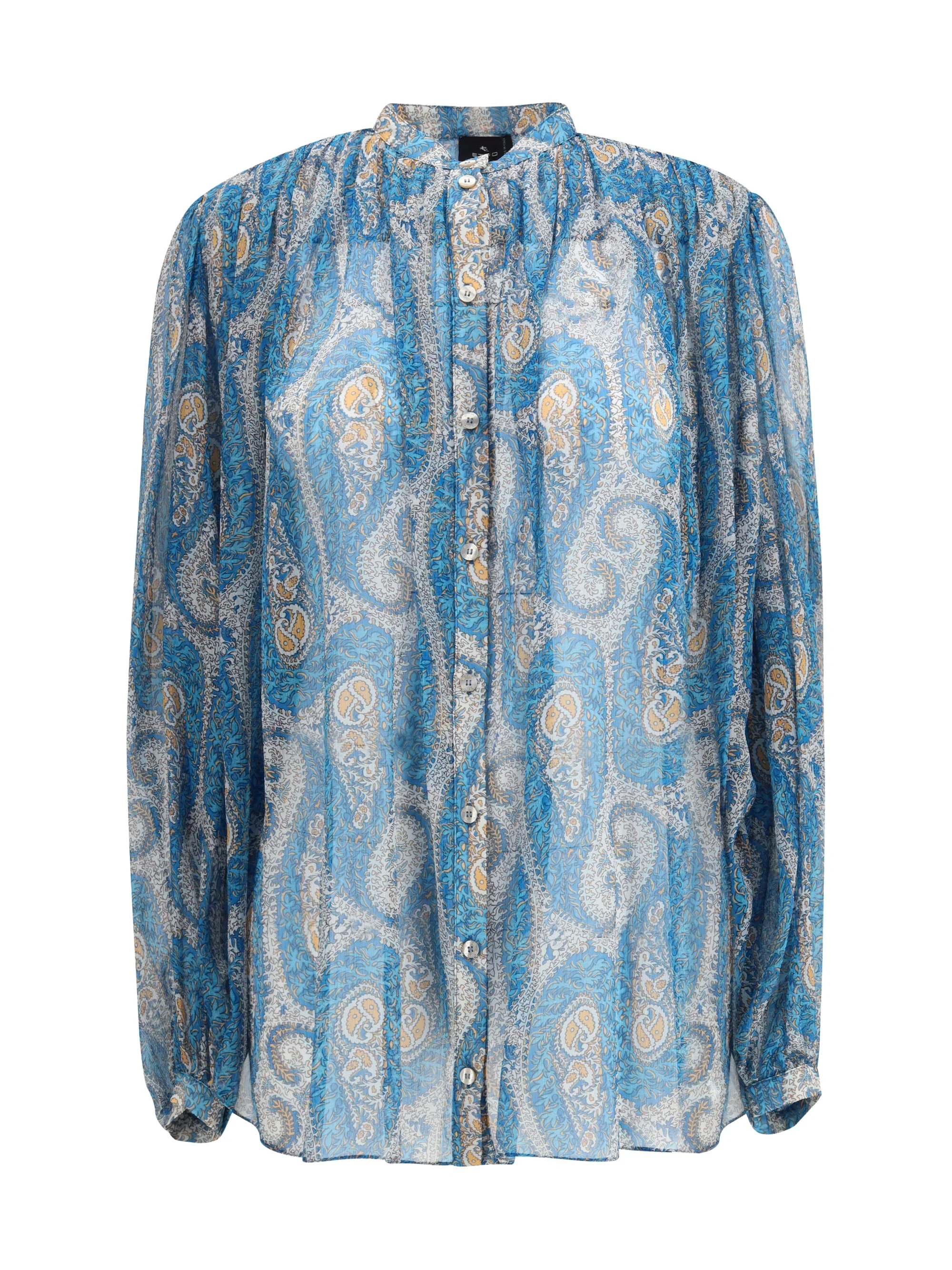 Etro Women Pleated Shirt With Band Collar - 1