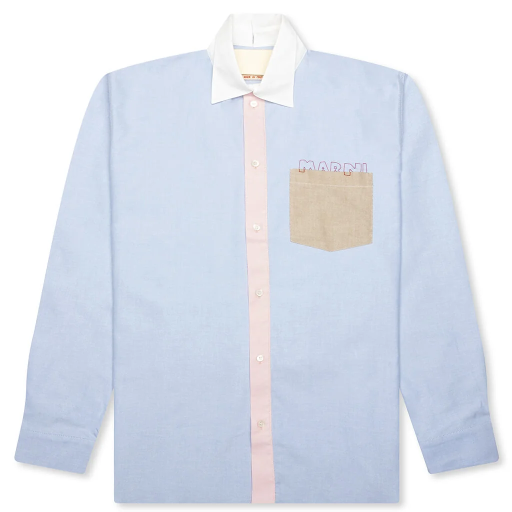 CONTRAST COLLAR OXFORD SHIRT - SAPPHIRE - 1