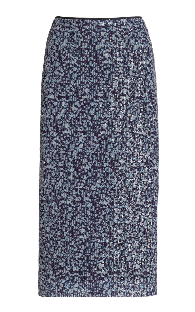 Sequined Floral-Mesh Midi Skirt multi 1