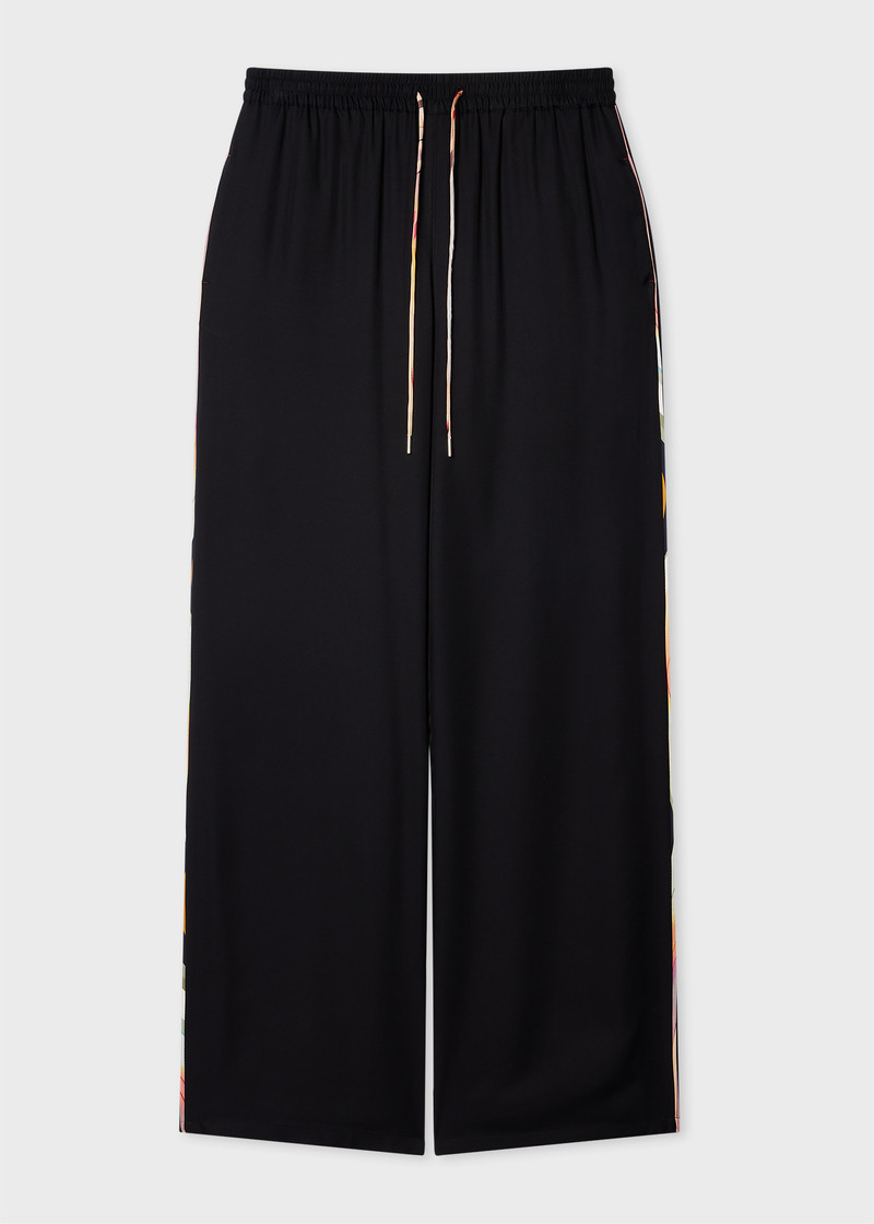 Women's Black Viscose 'Swirl' Drawstring Trousers 1