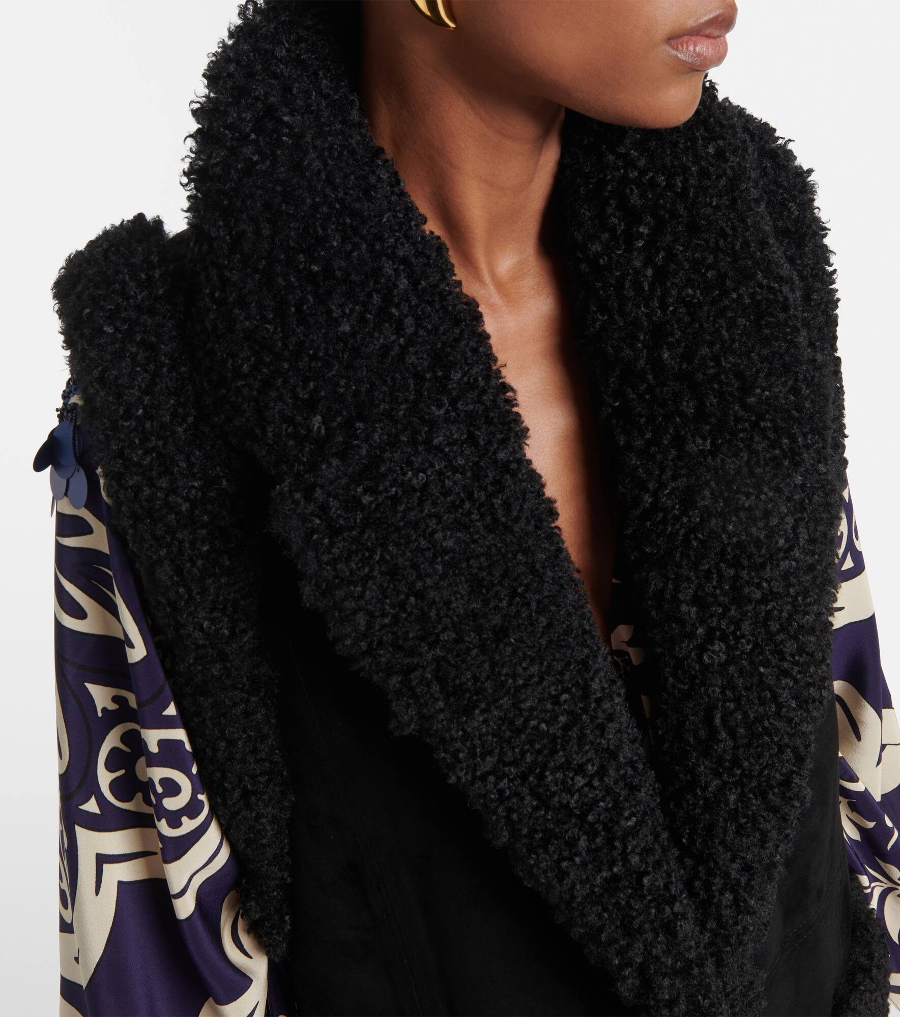 Shearling-trimmed suede vest - 4