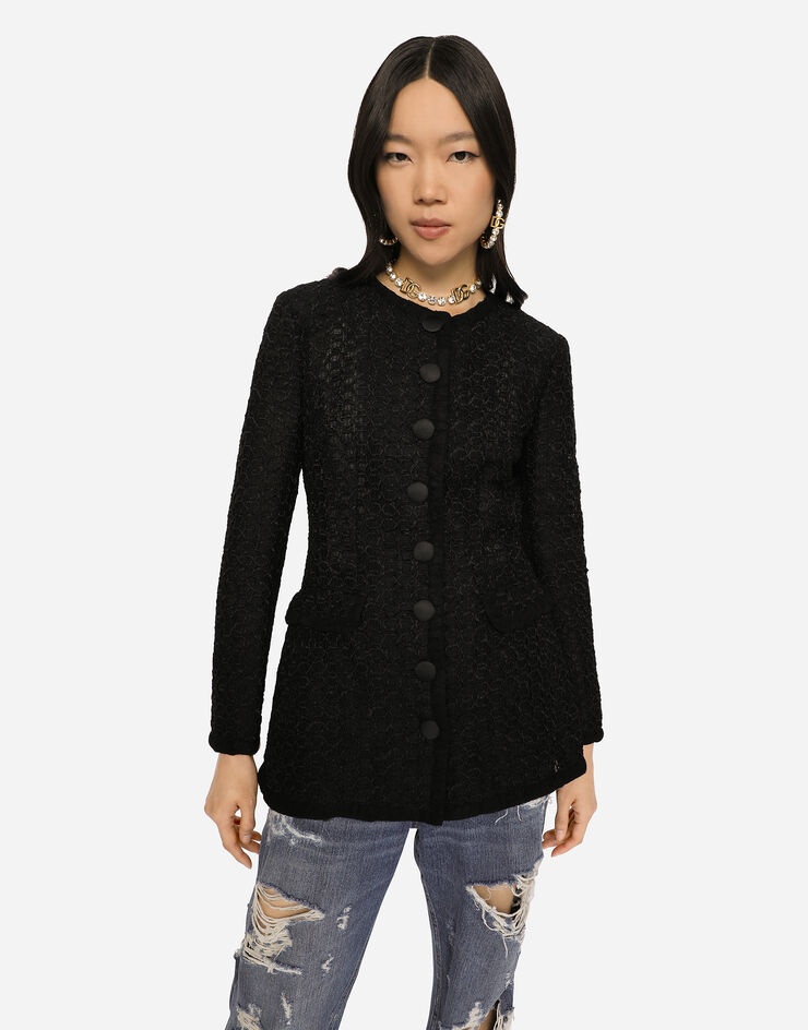 Single-breasted tweed jacket - 4