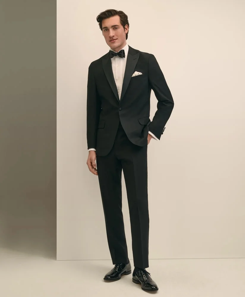 Brooks Brothers Explorer Collection Classic Fit Wool Tuxedo Pants - 1