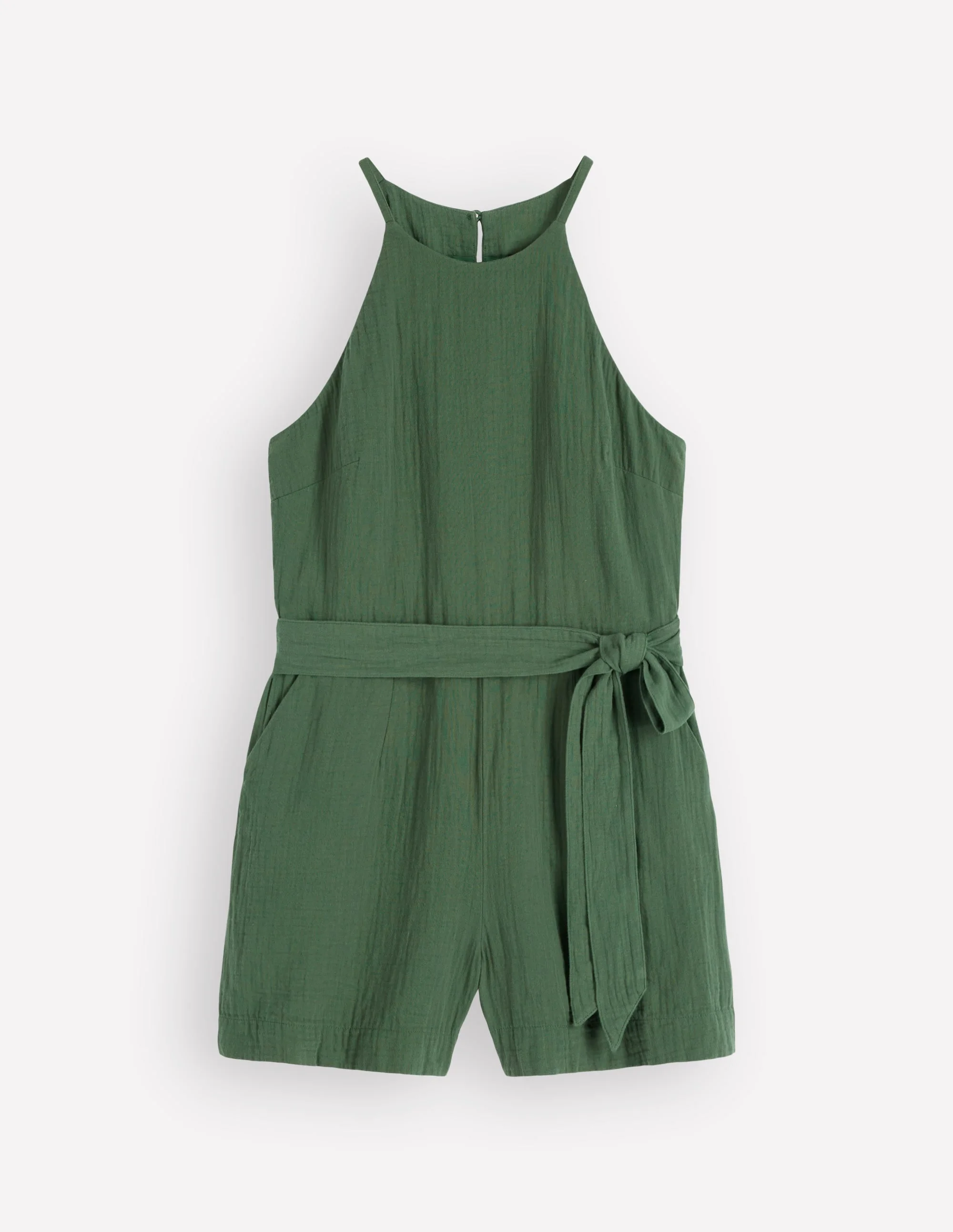 Rosa Double Cloth Playsuit-Hunter Green - 1