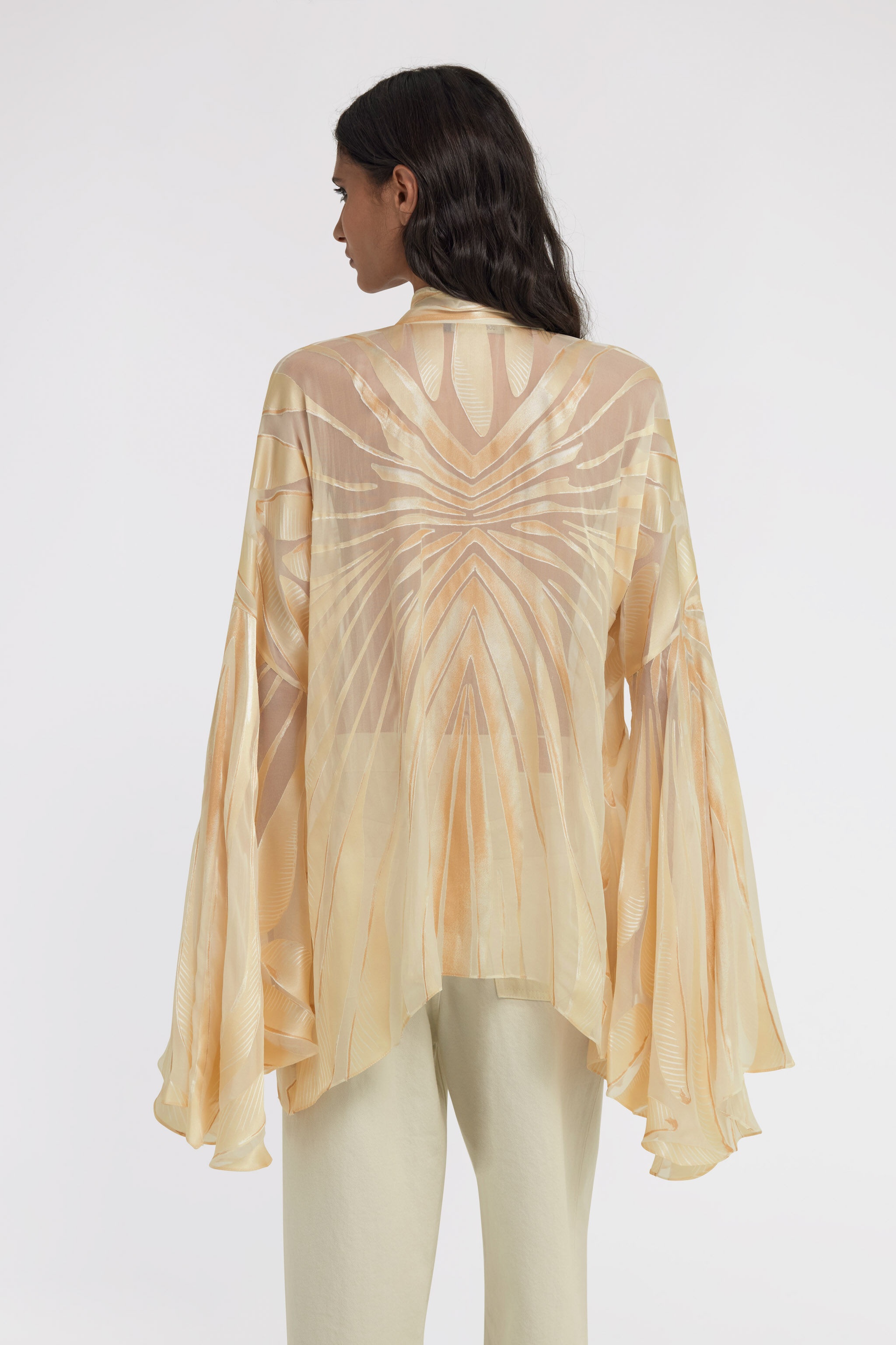 Ray Of Gold Print Satin Blouse - 4