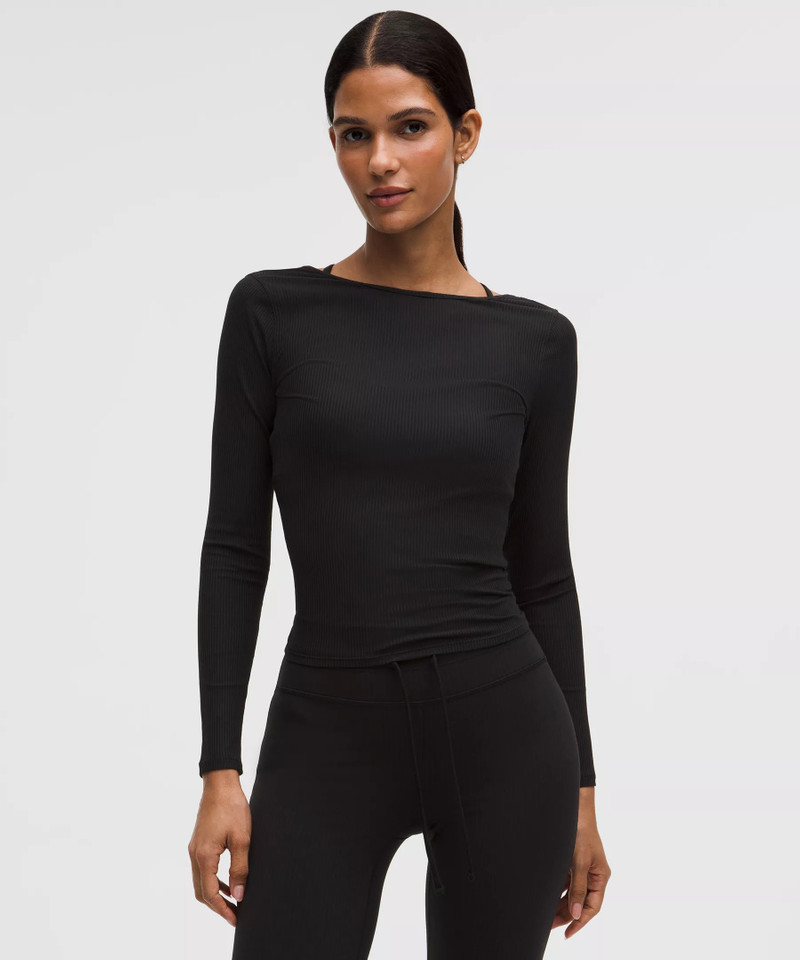 Ribbed Scoop-Back Yoga Long-Sleeve Shirt 1
