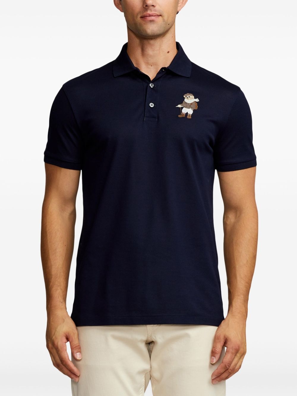 Teddy Bear-embroidered cotton polo shirt - 3