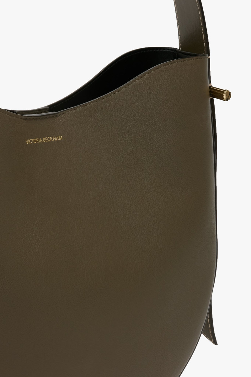 Dia Hobo Bag In Dark Khaki Smooth Leather 6