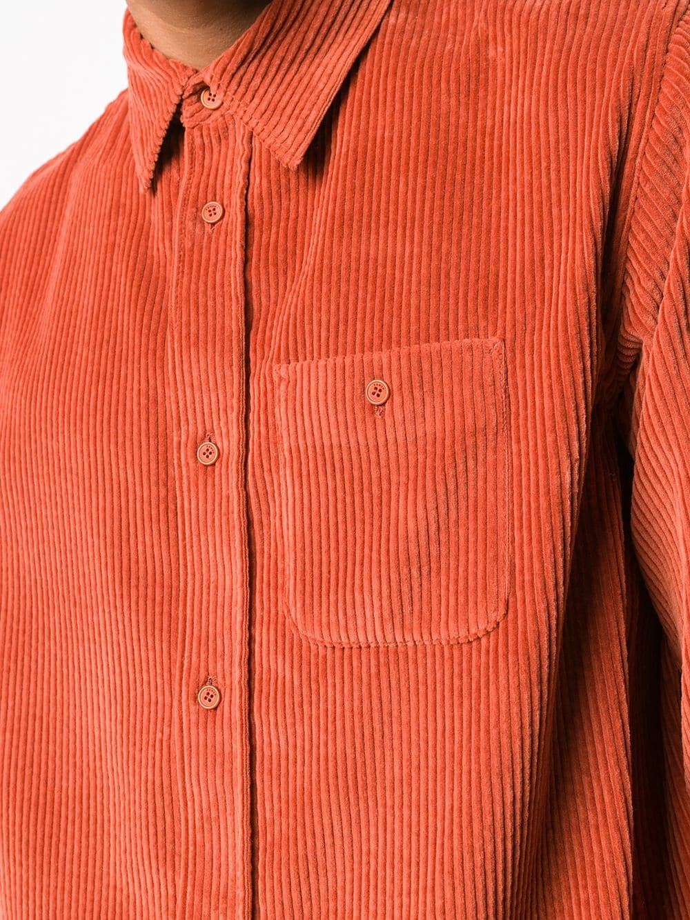 corduroy spread-collar overshirt - 5