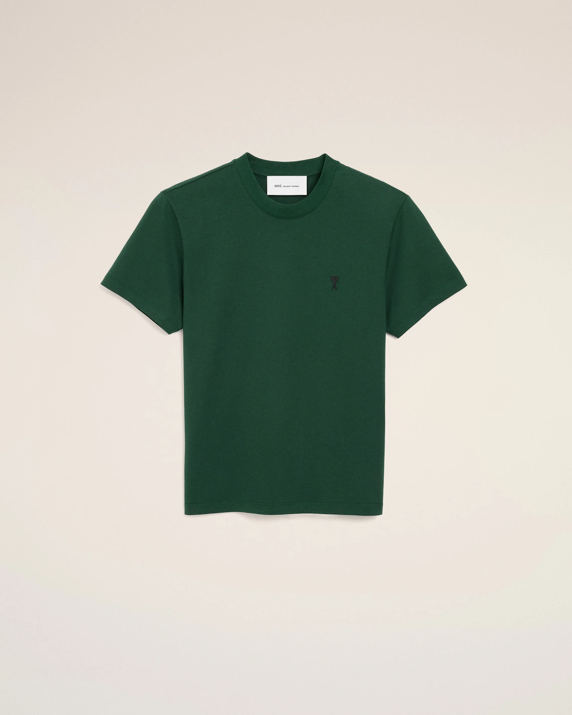 GREEN COTTON T-SHIRT WITH AMI DE COEUR - 1