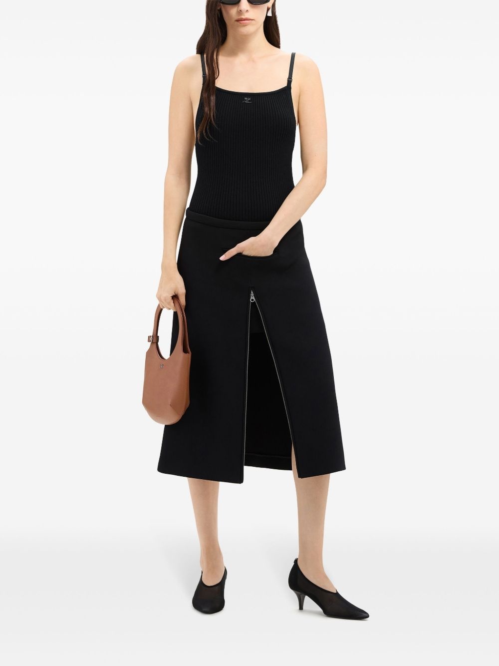 logo-embroidered ribbed tank top - 2