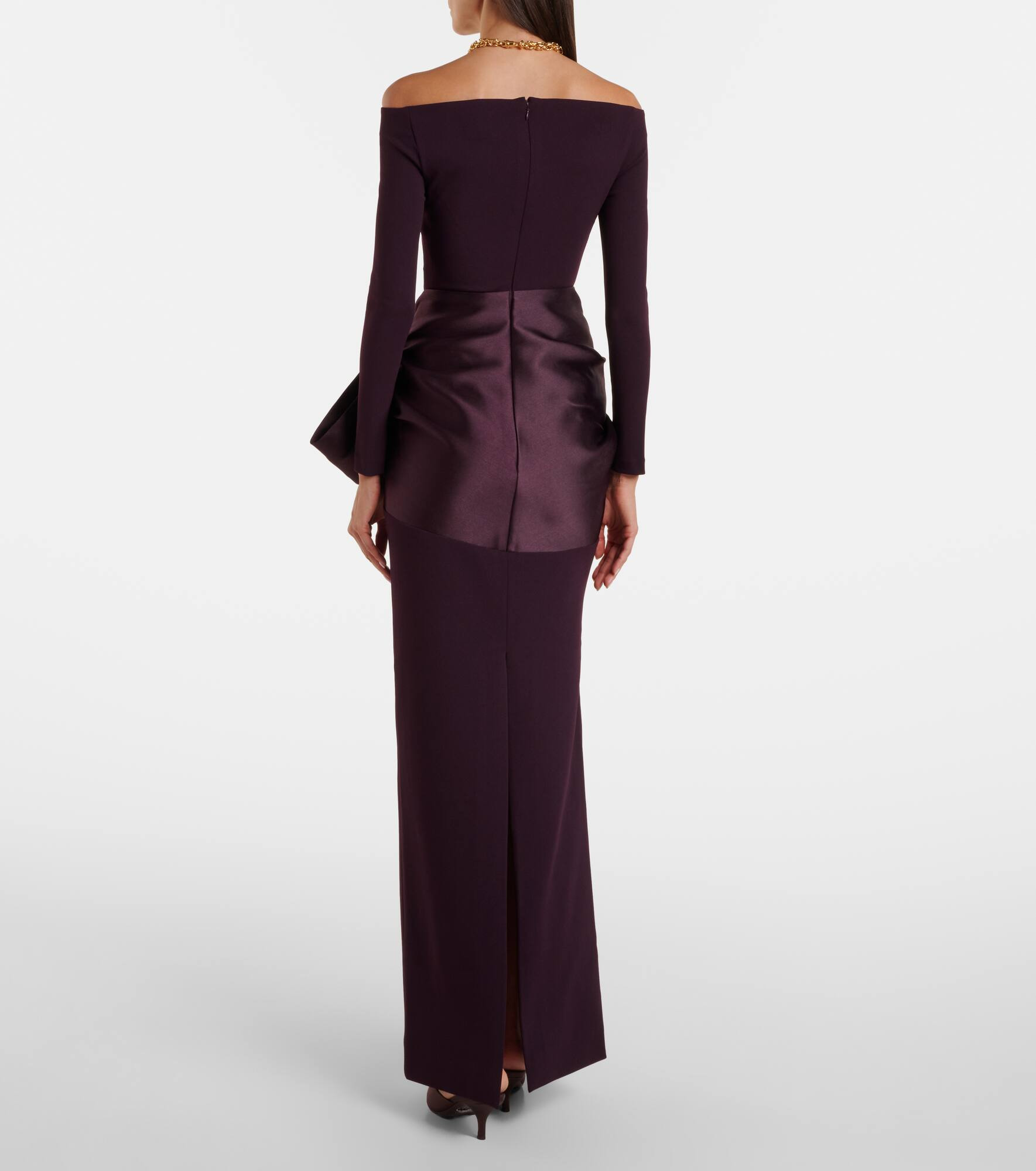 Kori bow-detail off-shoulder gown - 3