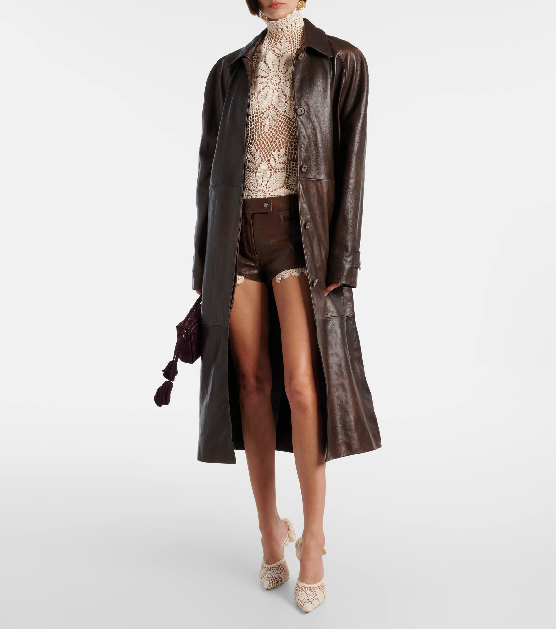 Leather wrap coat - 7