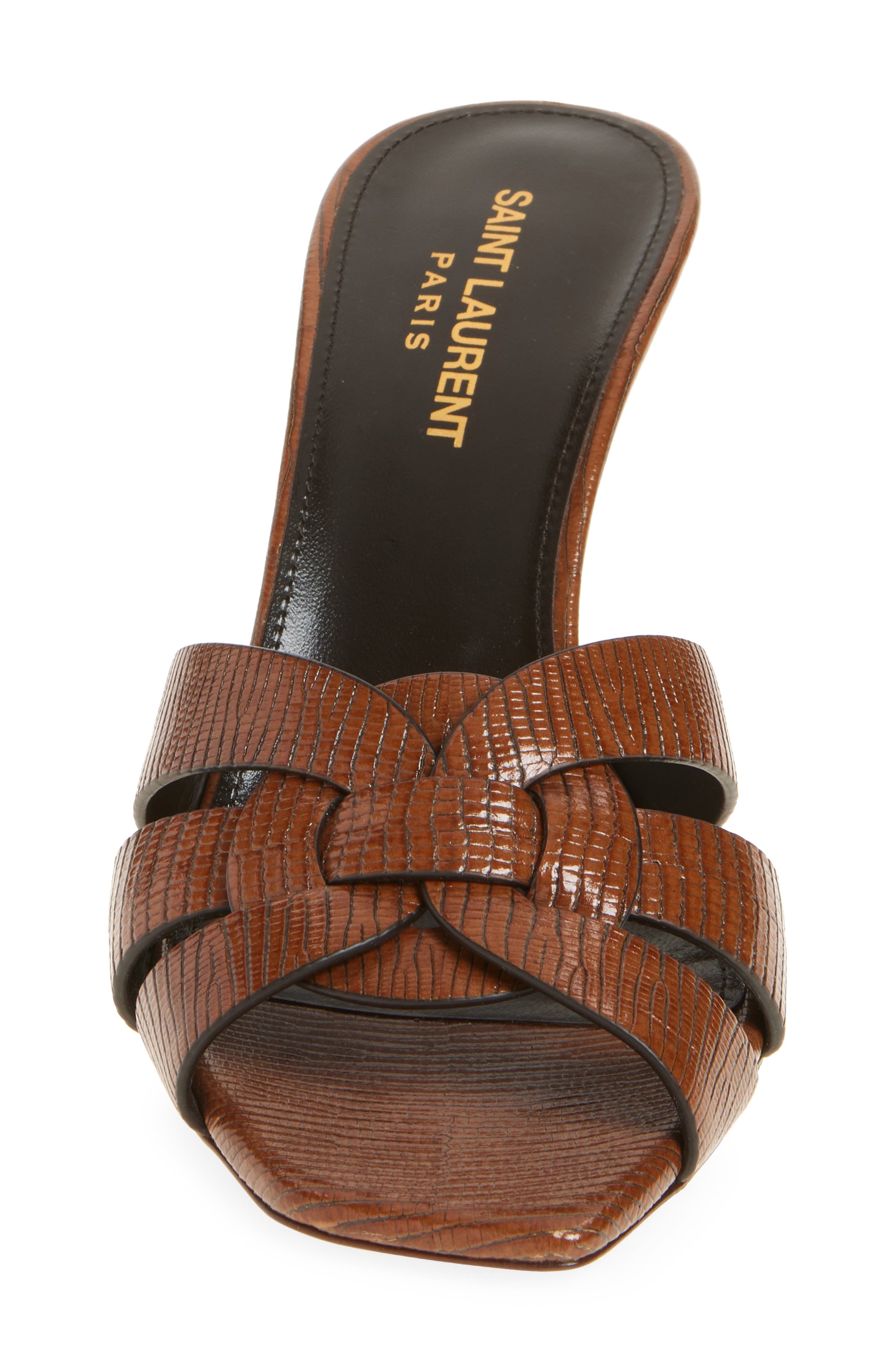 Saint Laurent Tribute Slide Sandal in Almond Brown at Nordstrom - 4
