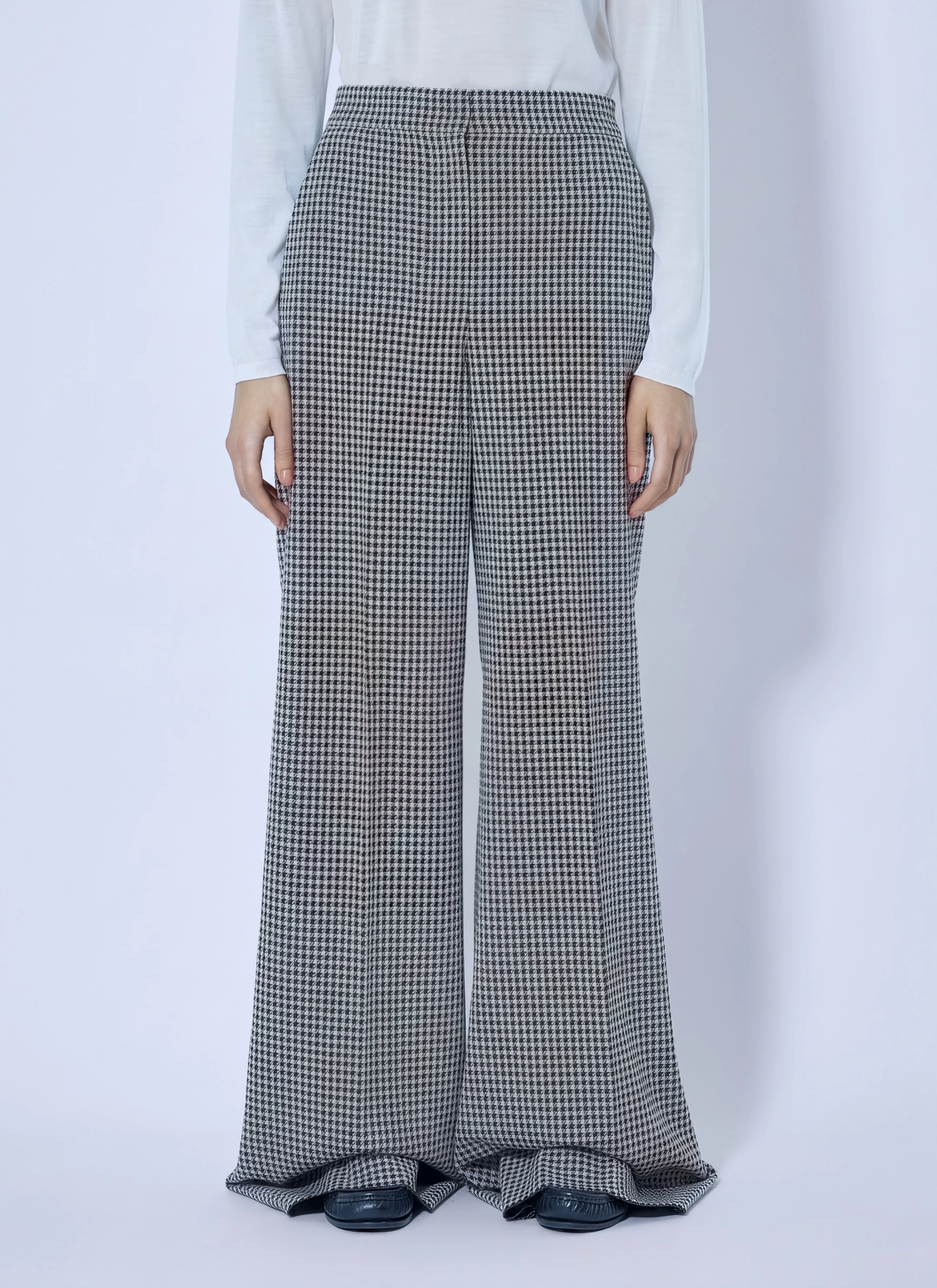 Max Mara Women Houndstooth Wide-Leg Trousers - 1