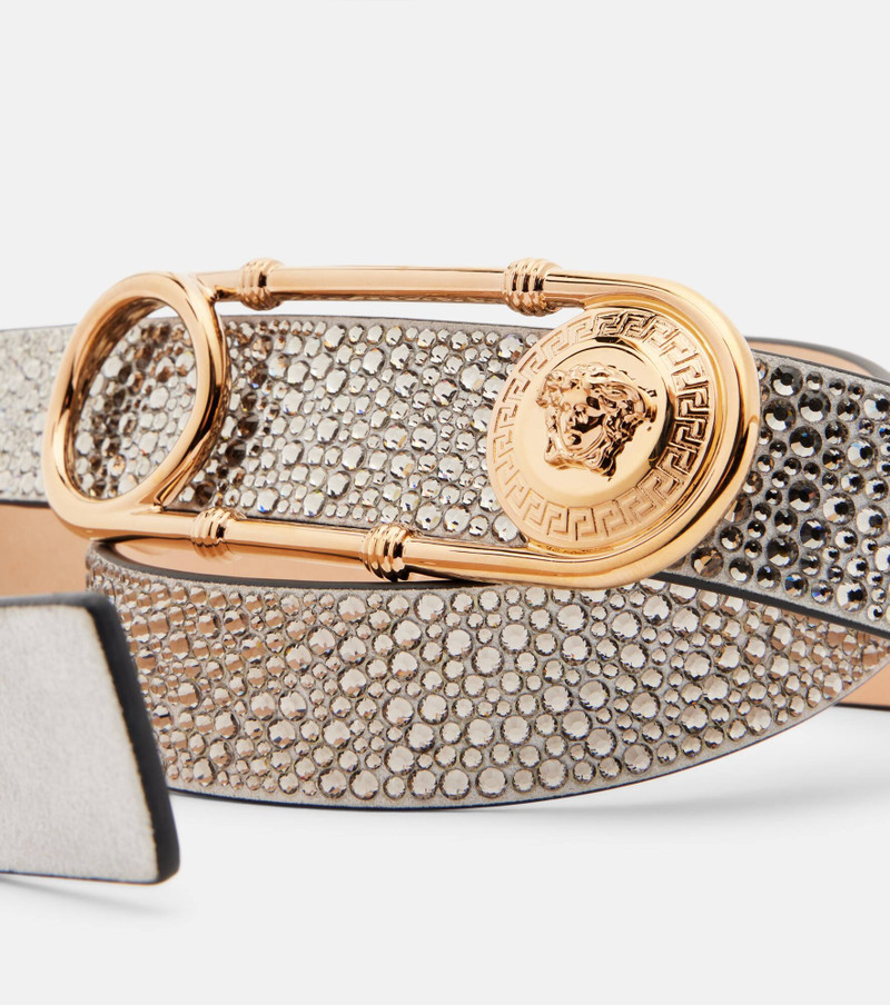 Safety Pin embellished leather belt 3