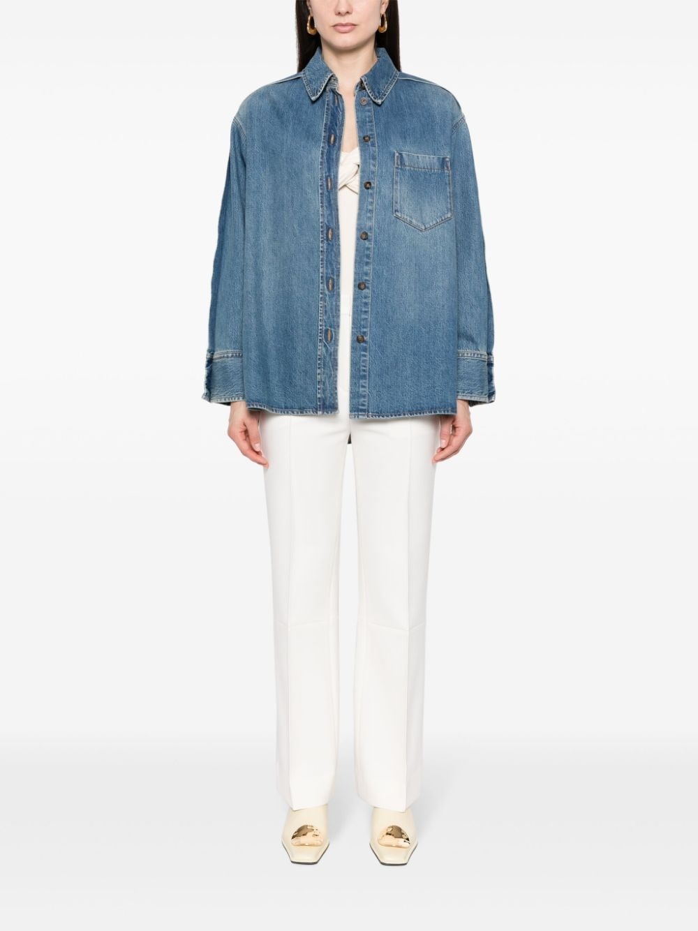 pleated denim shirt - 2