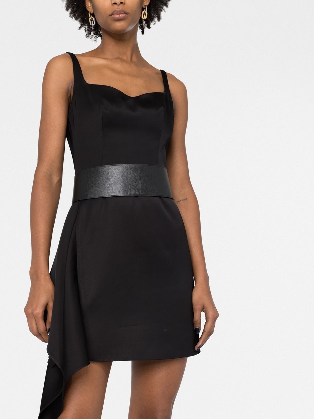 sweetheart-neck belted dress - 3