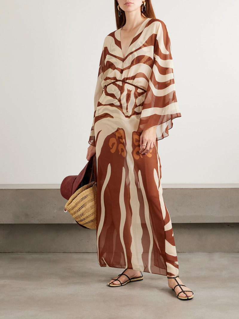 Johanna Ortiz Spiritual Healers printed recycled-georgette maxi dress Brown outlook