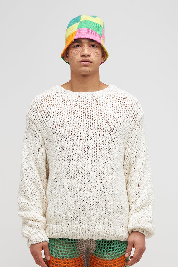 BOUCLE LINK STITCH COTTON CREW - 2