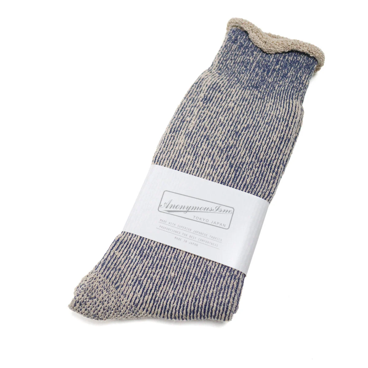 Hemp Thick Pile Crew Sock Navy - 1