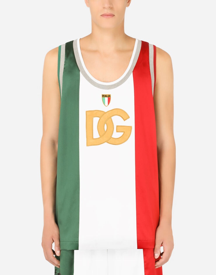 Satin tank top with DG logo and patch - 1