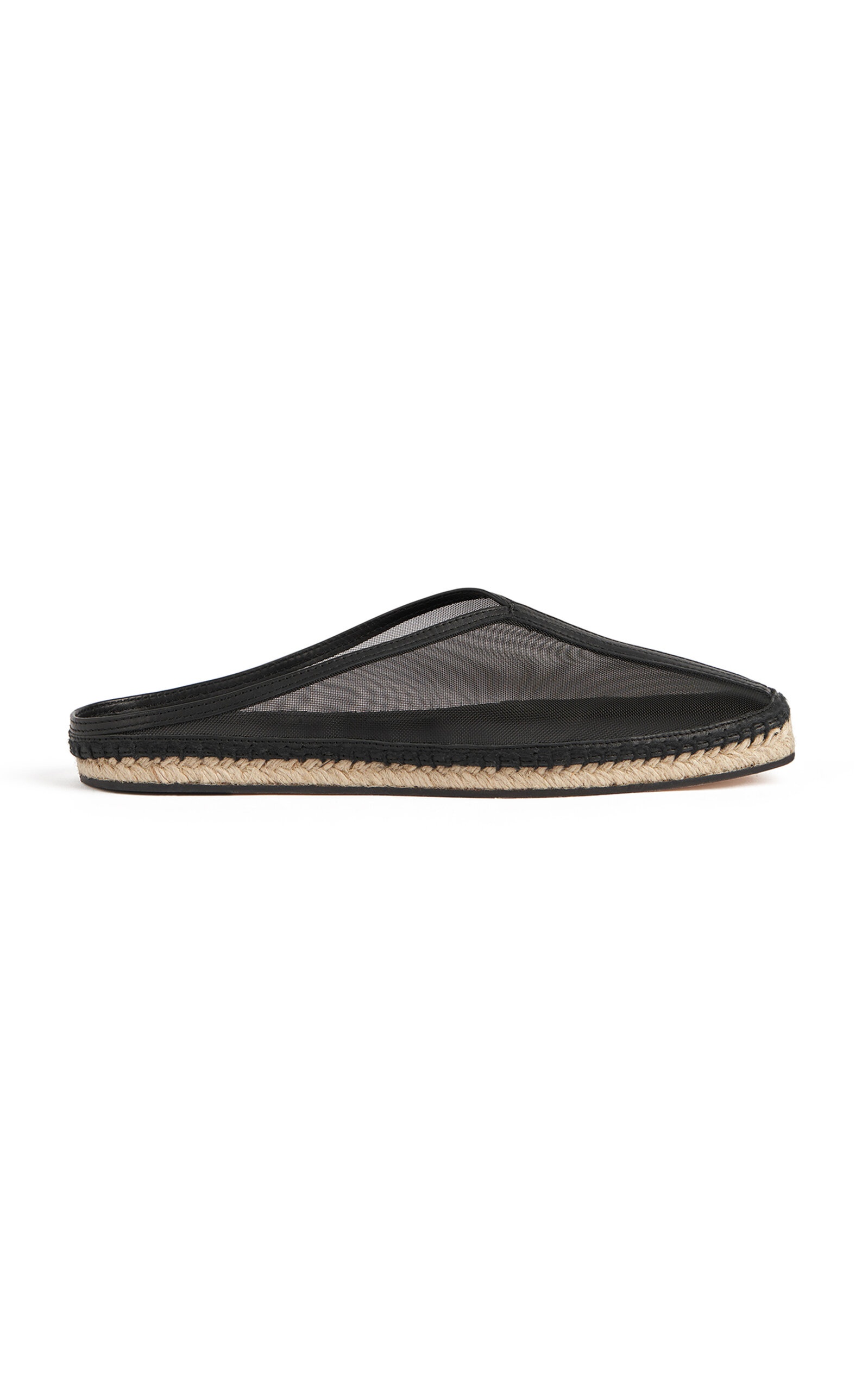 Leather-Trimmed Mesh Slippers black - 1