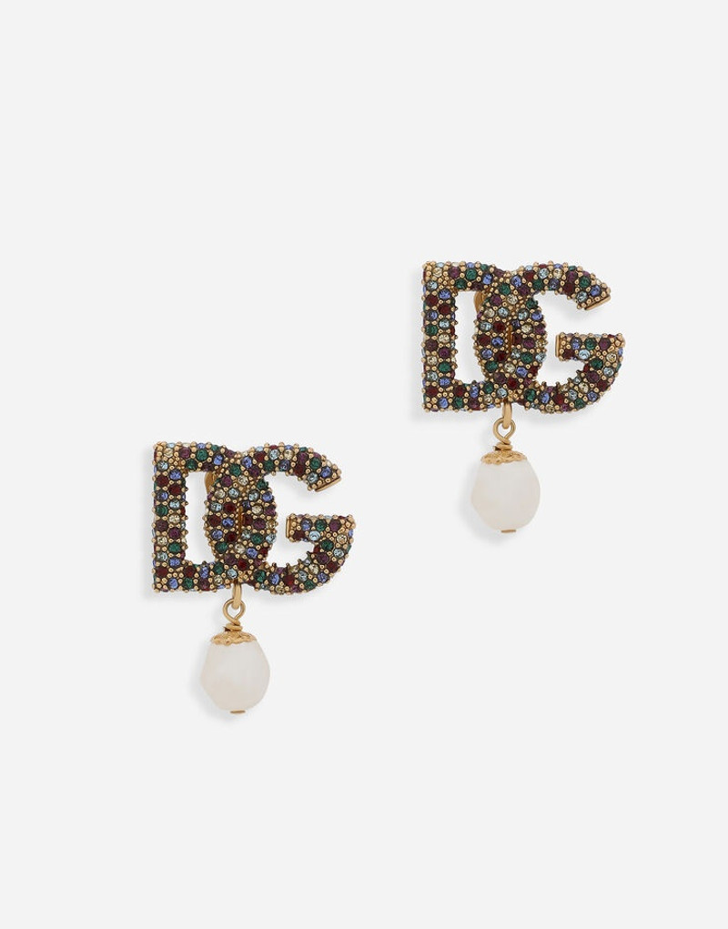 DG-logo earrings with colorful rhinestones and pearls 1