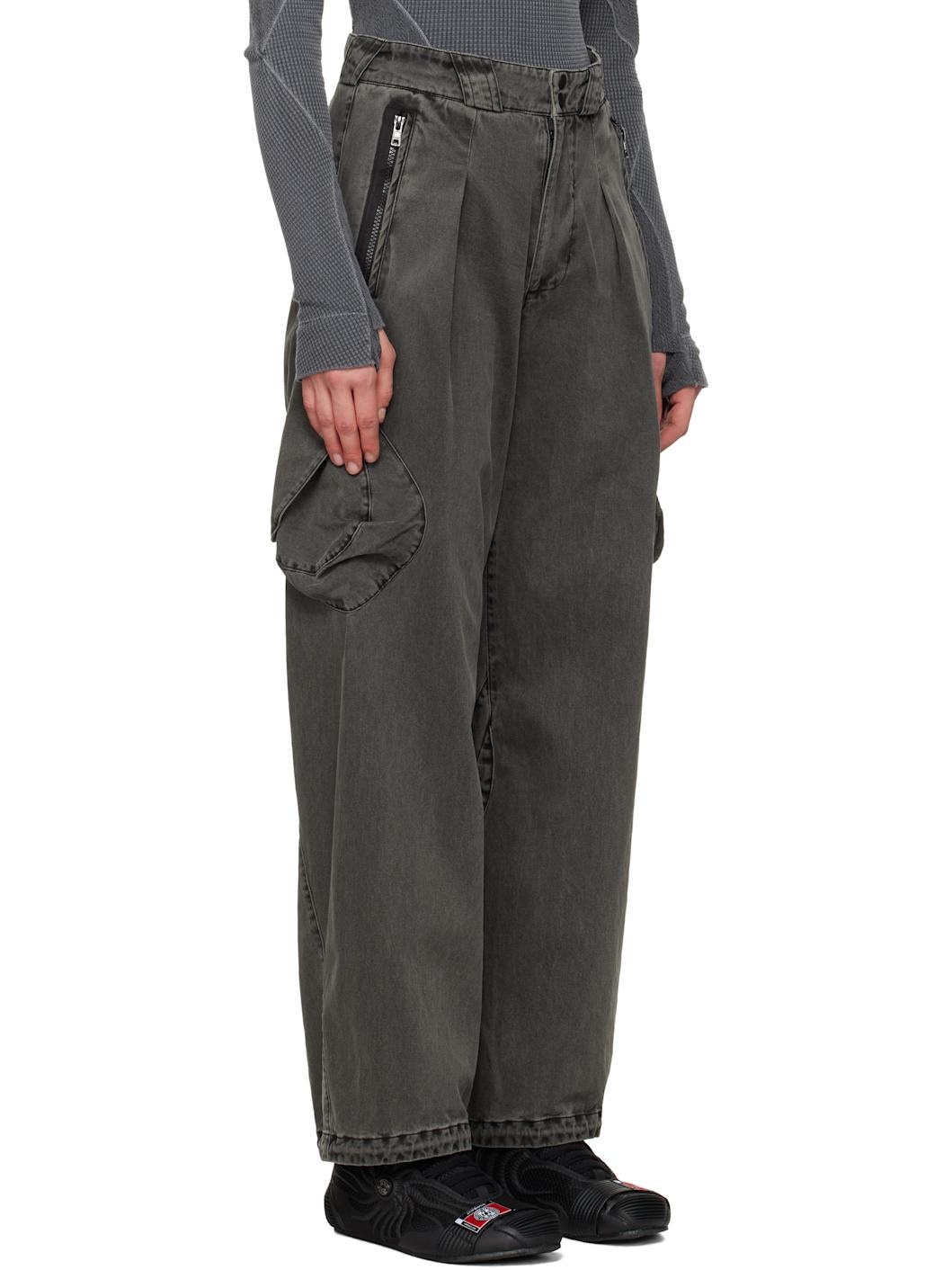 Gray Dyed Cargo Pants - 2