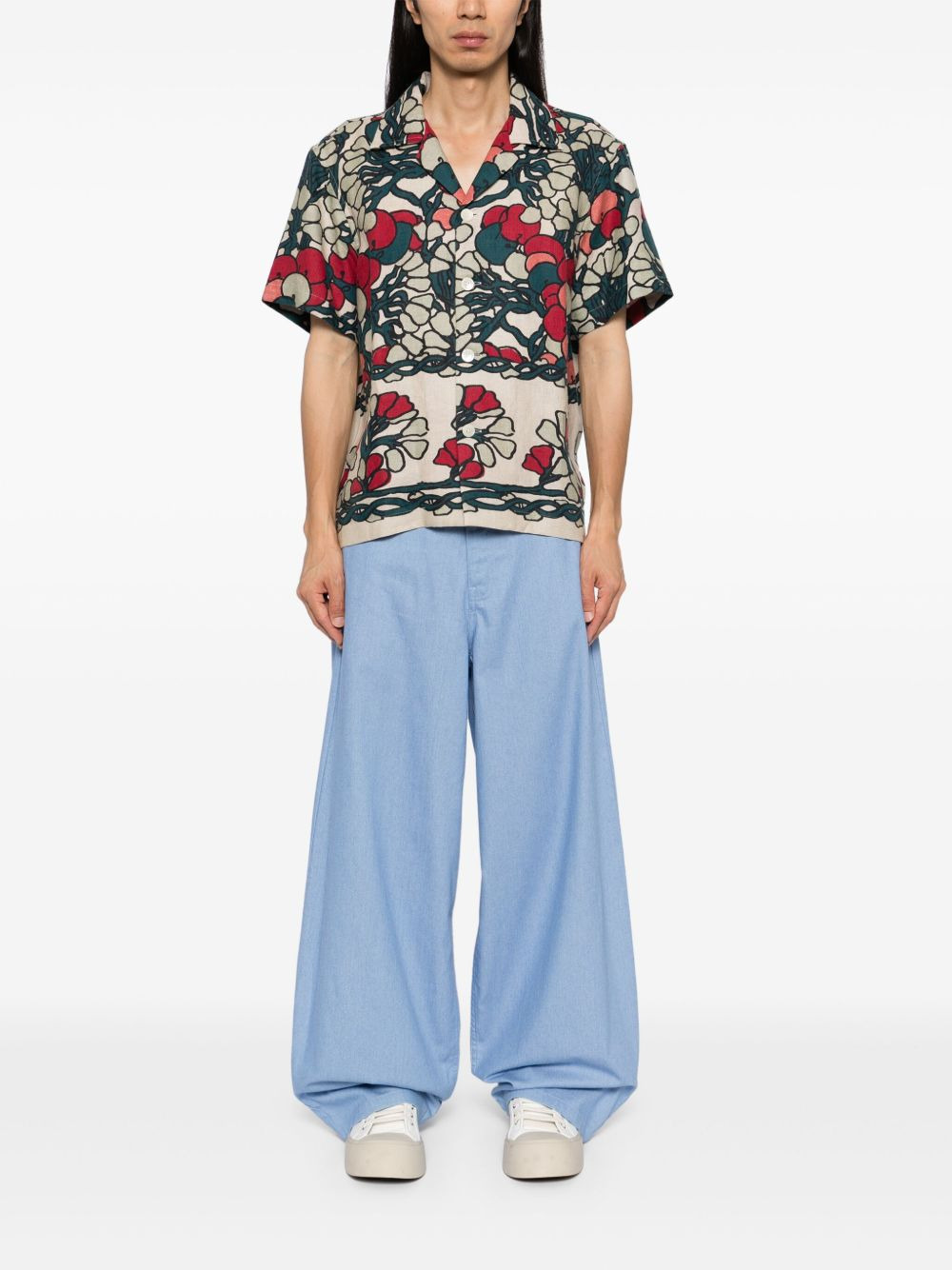 cotton wide-leg trousers - 2