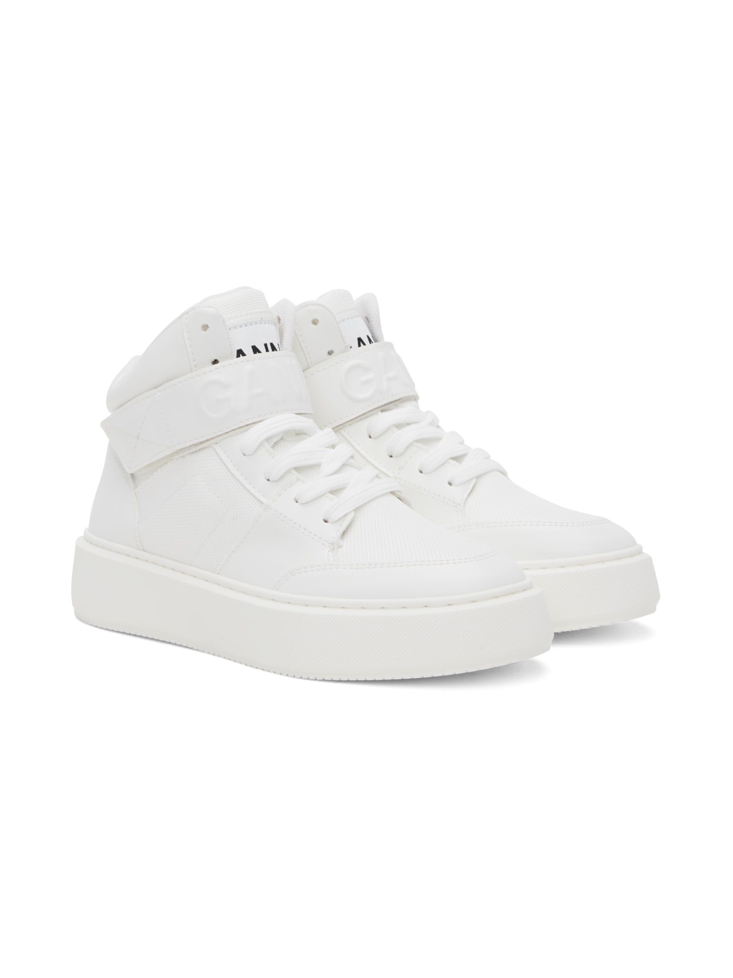 White Sporty Mix High-Top Sneakers - 4