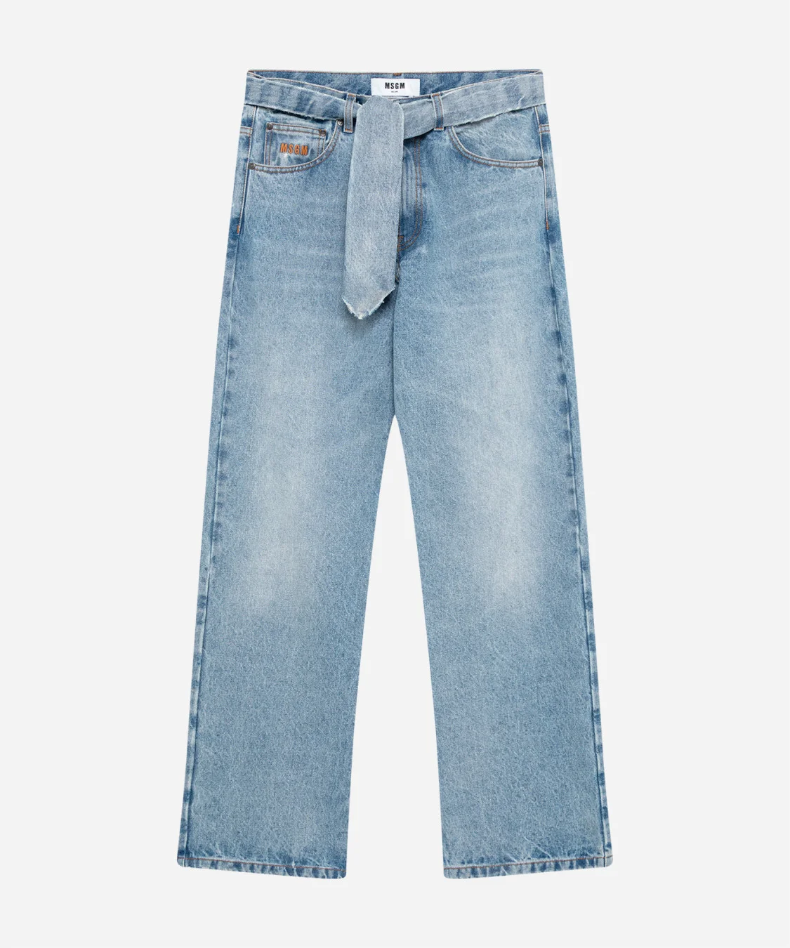 Light wash jeans with tie - 1