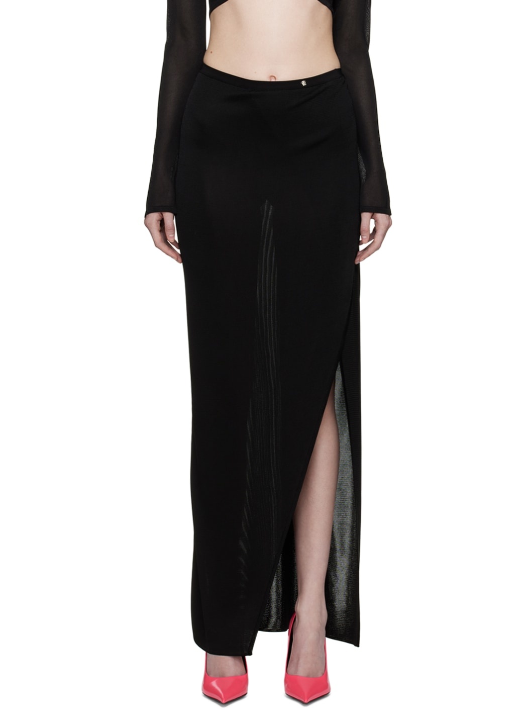 Black Vented Maxi Skirt - 1