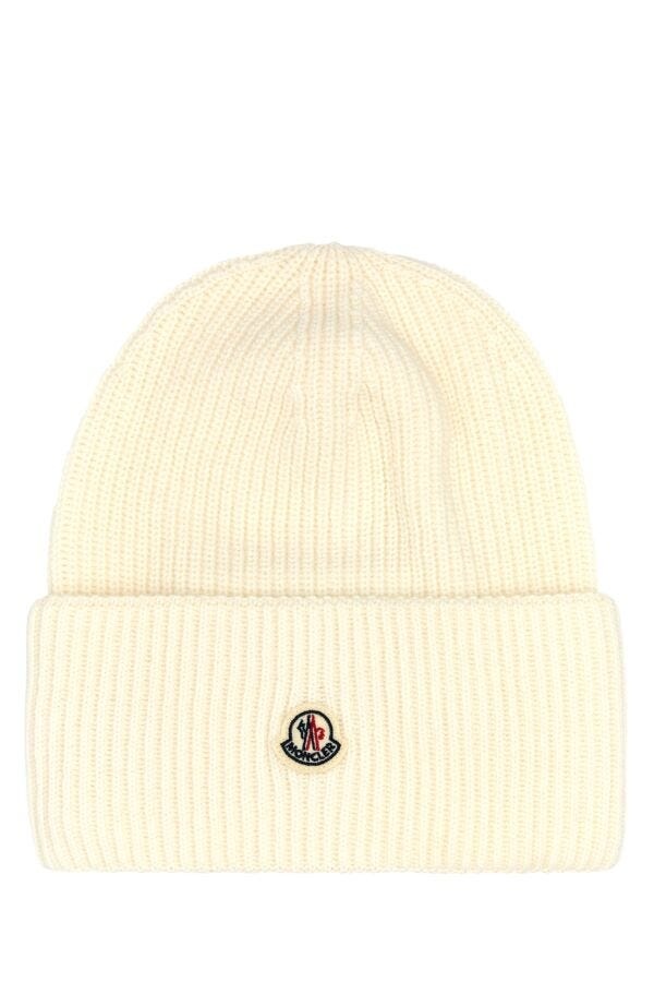 Moncler Woman Ivory Wool Beanie Hat - 1