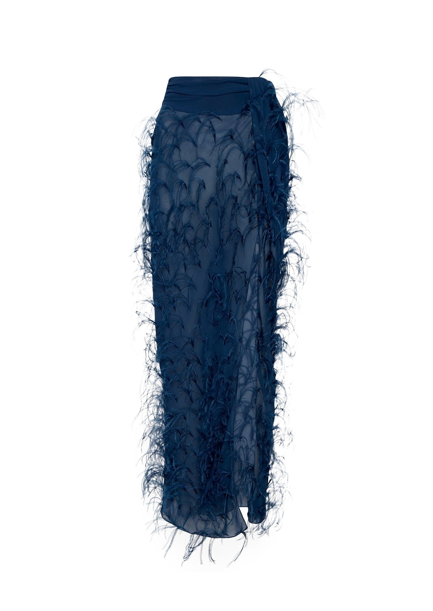Georgette Maxi Skirt With Feathers - 1